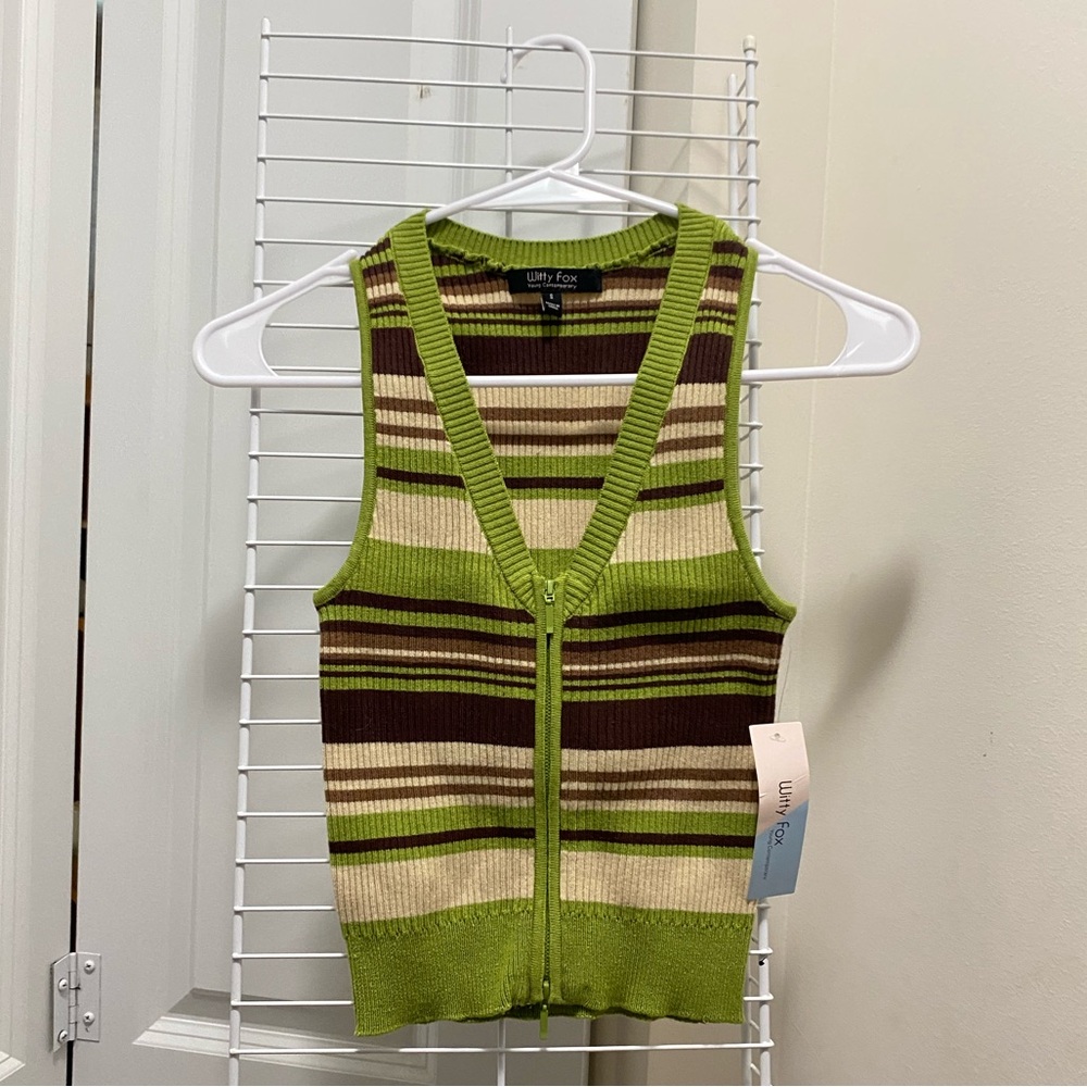 Striped Green and Brown Vest